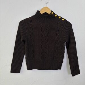 NWOT - L'AGENCE Kamdyn Cable Mock Neck Sweater with Gold Buttons